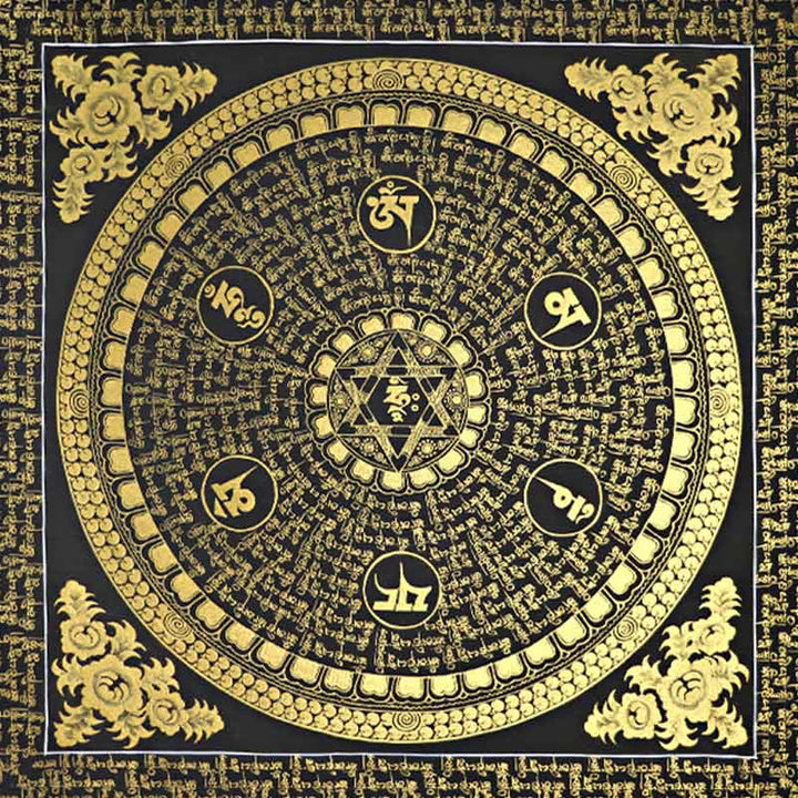 Buddha Stones Tibetan Thangka Painting Om Mani Padme Hum Scripture Handmade Decoration(Random Style)