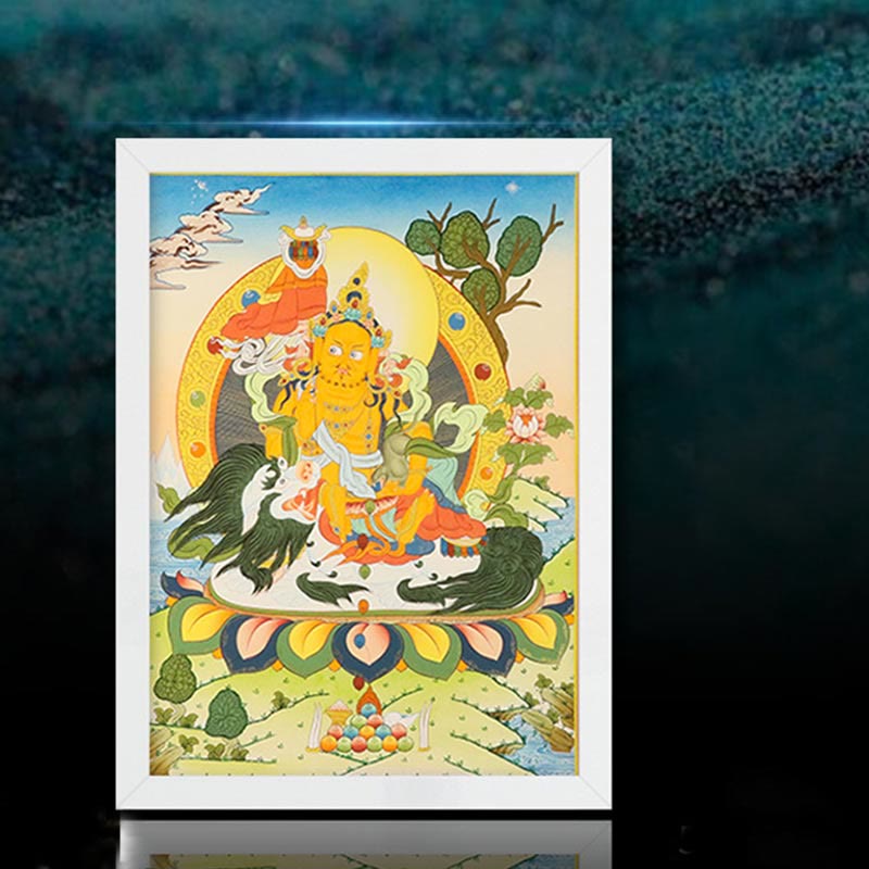 Buddha Stones Tibetan Thangka Painting Yellow God of Wealth Green Tara Avalokitesvara Handmade Decoration Blind Box(Random Style) - image 0