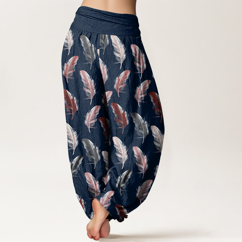 Buddha Stones Casual Tropical Flowers Foliage Pattern Women's Elastic Waist Harem Pants - image 9