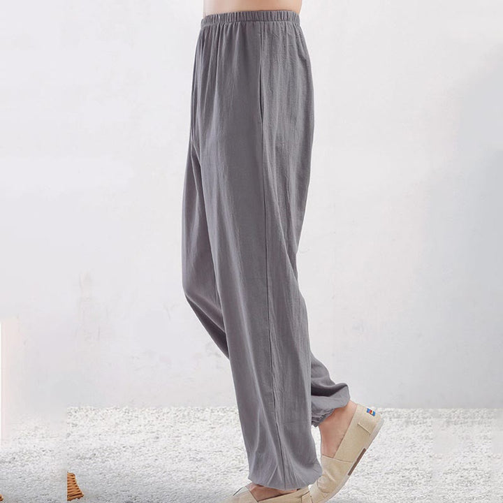 Buddha Stones Summer Solid Color Unisex Elastic Waist Tai Chi Qigong Practice Pants With Pockets - Gray Female - 3XL-FIT FOR US/UK/AU/EU-2XL - image 1