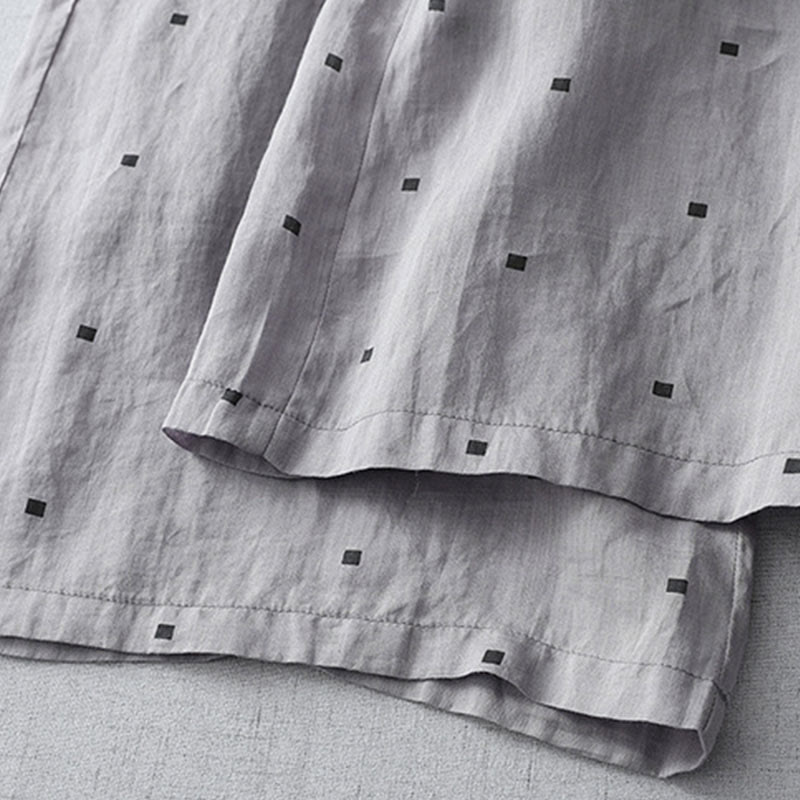 Buddha Stones Summer Casual Polka Dot Pattern Design Cotton Linen Women's Wide Leg Pants With Pockets - image 7