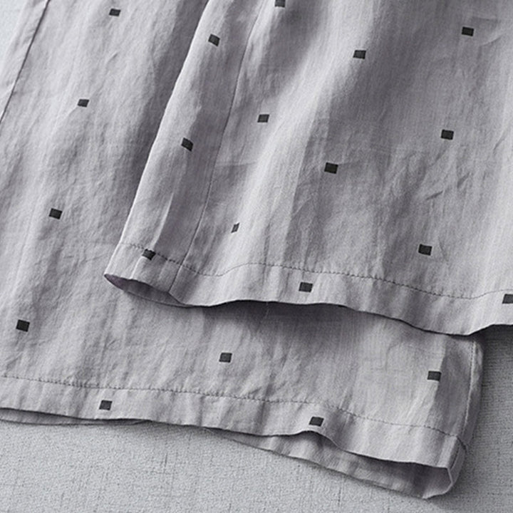 Buddha Stones Summer Casual Polka Dot Pattern Design Cotton Linen Women's Wide Leg Pants With Pockets - image 7