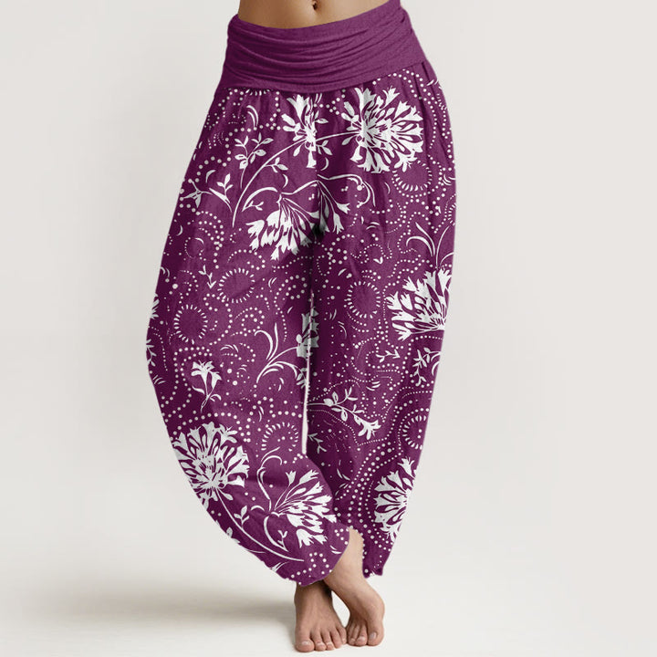 Buddha Stones Casual Floral Vine Plant Pattern Women's Elastic Waist Harem Pants - Purple - US22，UK/AU26，EU54 (6XL) - image 8