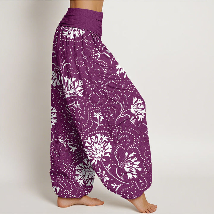 Buddha Stones Casual Floral Vine Plant Pattern Women's Elastic Waist Harem Pants - image 9