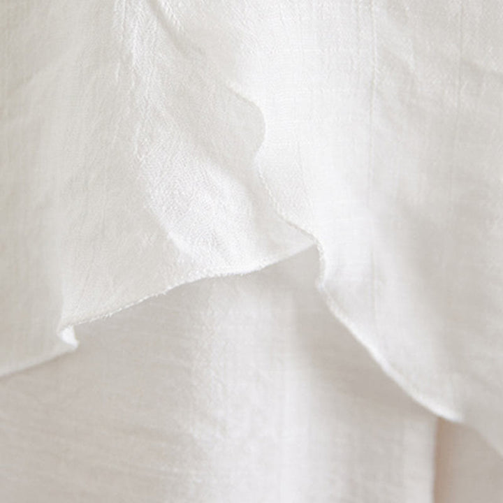 Buddha Stones 2Pcs Beige Chinese Frog-Button Design Long Sleeve Shirt Top Pants Meditation Zen Tai Chi Cotton Linen Clothing Women's Set - image 12