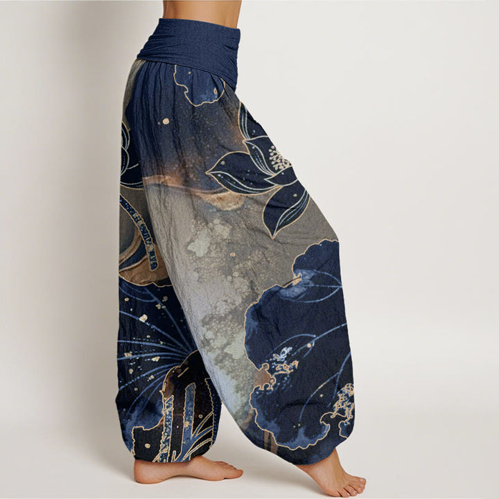 Buddha Stones Casual Lotus Petal Pattern Women's Elastic Waist Harem Pants - image 9