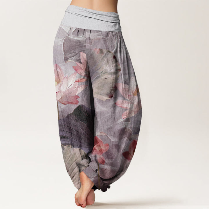 Buddha Stones Casual Lotus Petal Pond Pattern Women's Elastic Waist Harem Pants - image 7
