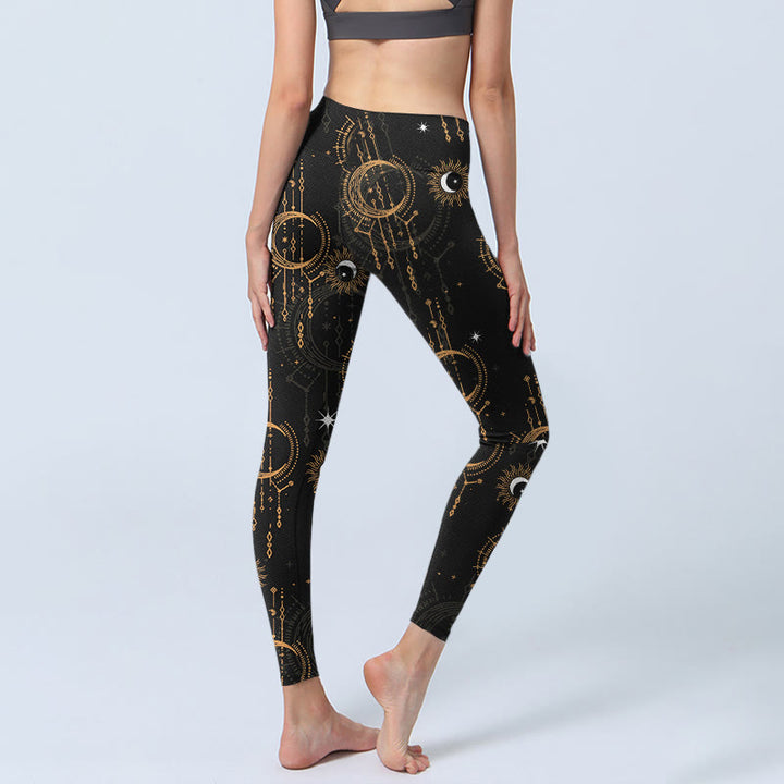 Buddha Stones Moon Star Constellation Print Gym Leggings Women's Yoga Pants - image 3