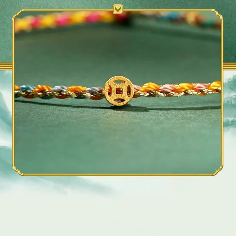 Buddha Stones Colorful Rope Luck Coin Bead Abundance Extra Thin Braided Bracelet - image 7