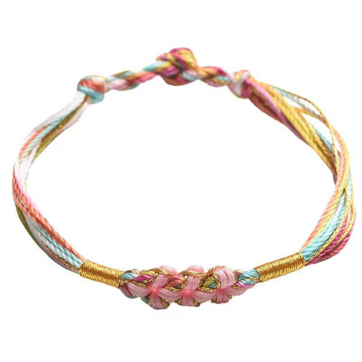 Buddha Stones Colorful Rope Peach Blossom Knot Zongzi Braided Bracelet