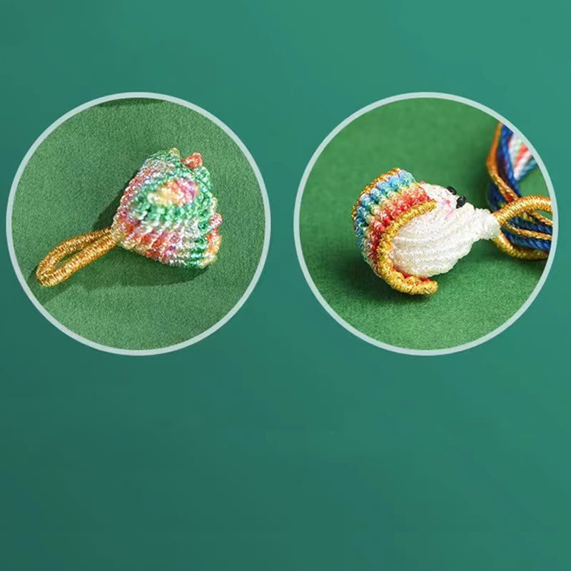 Buddha Stones Colorful Rope Peach Blossom Knot Zongzi Braided Bracelet