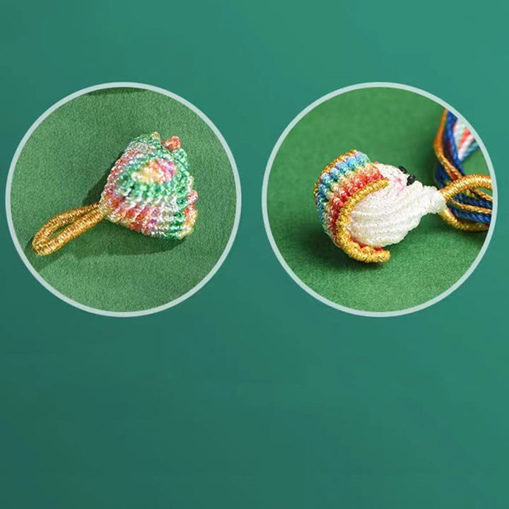 Buddha Stones Colorful Rope Peach Blossom Knot Zongzi Braided Bracelet