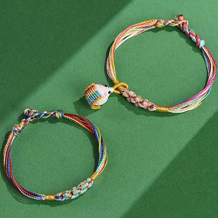 Buddha Stones Colorful Rope Peach Blossom Knot Zongzi Braided Bracelet