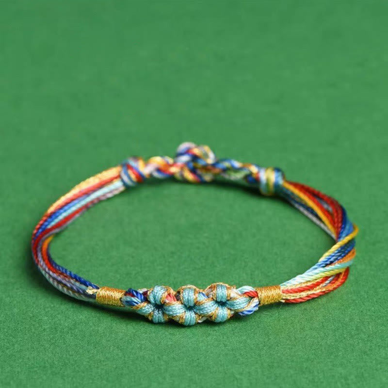 Buddha Stones Colorful Rope Peach Blossom Knot Zongzi Braided Bracelet