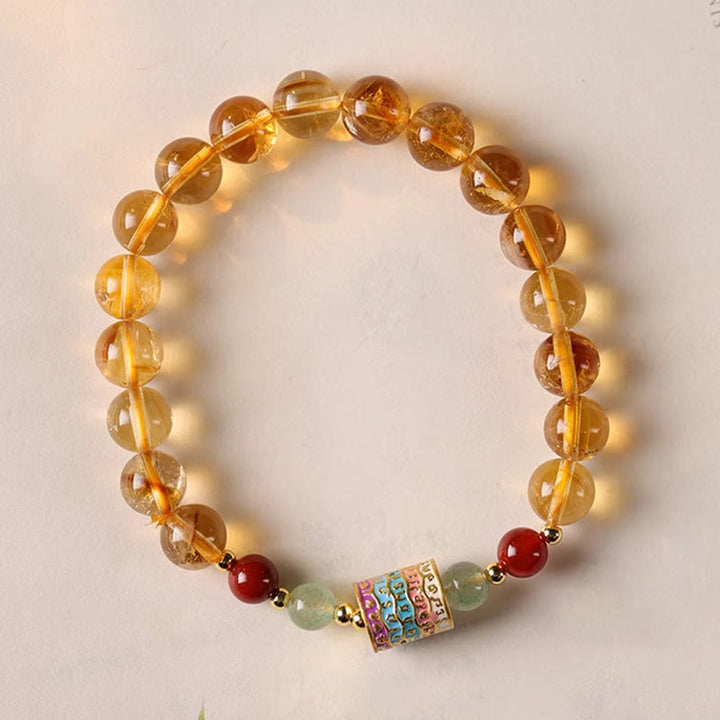 Buddha Stones Natural Citrine Colorful Prayer Wheel Creativity Bracelet