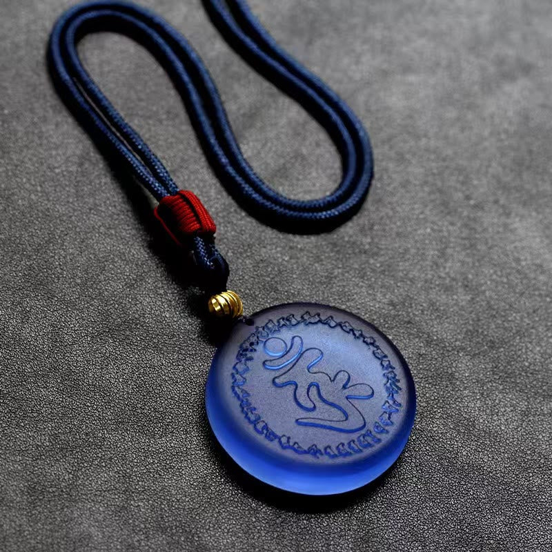 Buddha Stones Tibet Shurangama Mantra Liuli Crystal Necklace Pendant - image 2