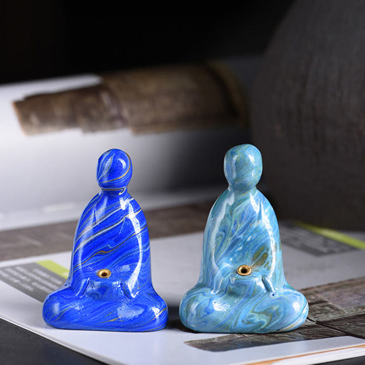 Buddha Stones Mini Formless Buddha Ebony Wood Lacquer Craft Peace Incense Stick Holder Decoration - image 11