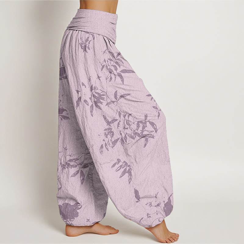 Buddha Stones Pure Cotton Branch Pattern Women's Elastic Waist Harem Pants - image 12