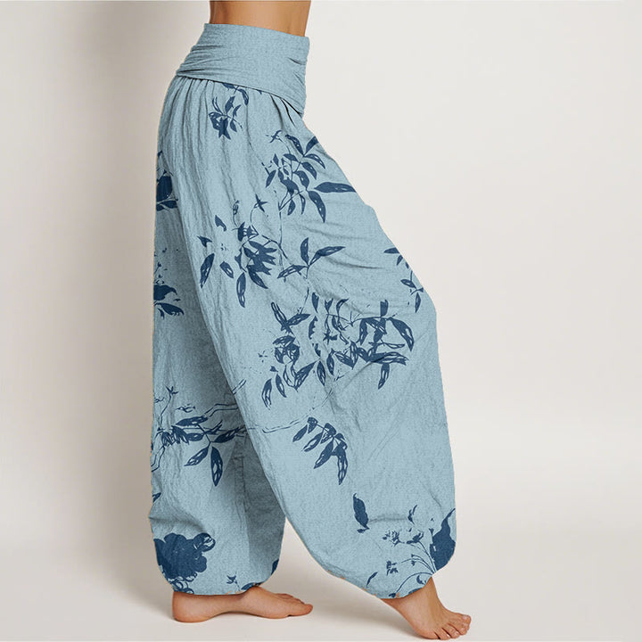 Buddha Stones Pure Cotton Branch Pattern Women's Elastic Waist Harem Pants - image 9