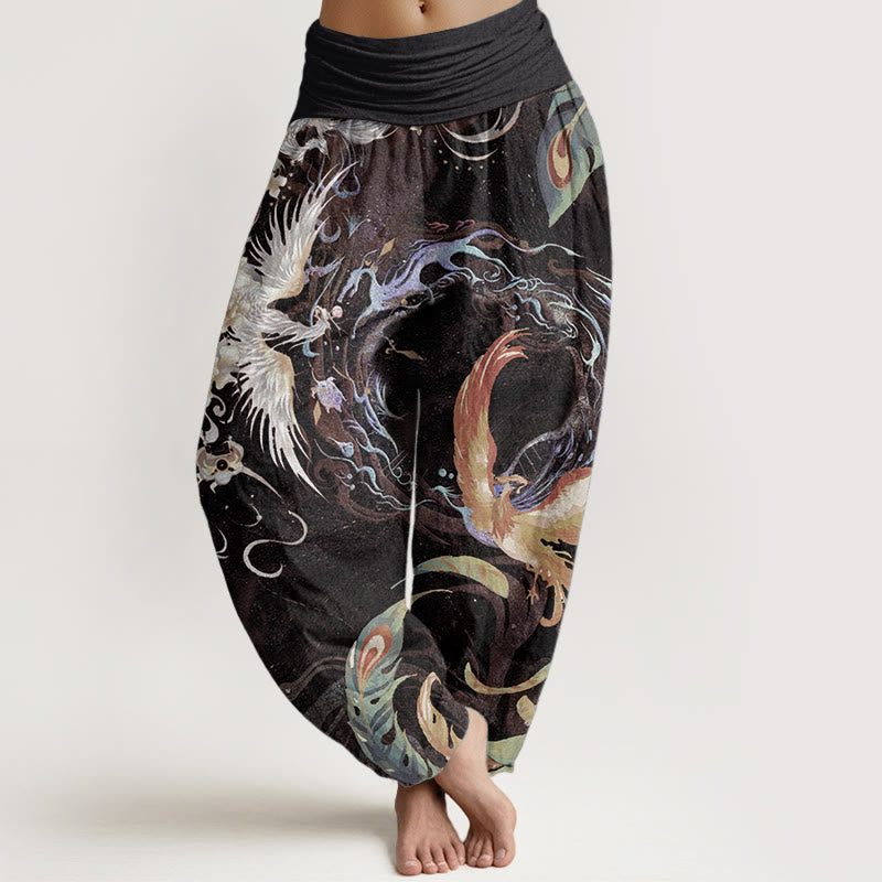 Buddha Stones Pure Cotton Phoenix Flower Pattern Women's Elastic Waist Harem Pants - Brown - US22，UK/AU26，EU54 (6XL) - image 8
