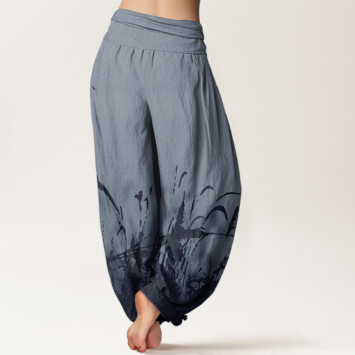 Buddha Stones Pure Cotton Wild Grass Pattern Women's Elastic Waist Harem Pants - image 6