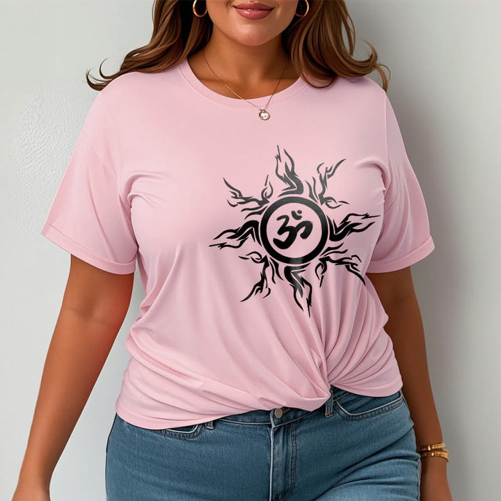 Buddha Stones Sunburst Pattern Surrounding An Om Symbol Pattern Cotton Tee T-shirt - image 14