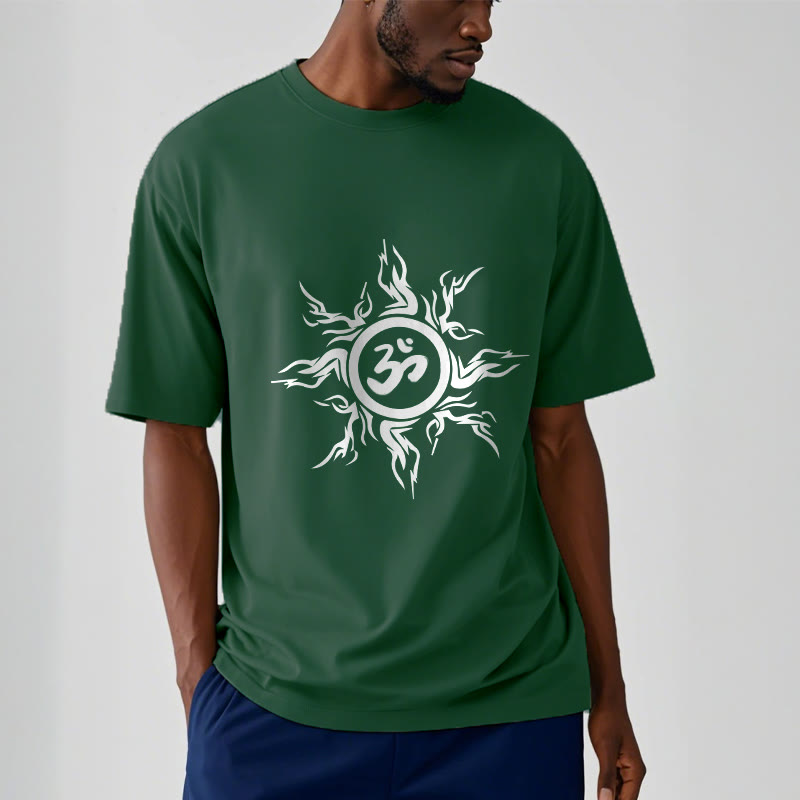 Buddha Stones Sunburst Pattern Surrounding An Om Symbol Pattern Cotton Tee T-shirt - image 12
