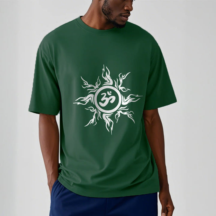Buddha Stones Sunburst Pattern Surrounding An Om Symbol Pattern Cotton Tee T-shirt - image 11