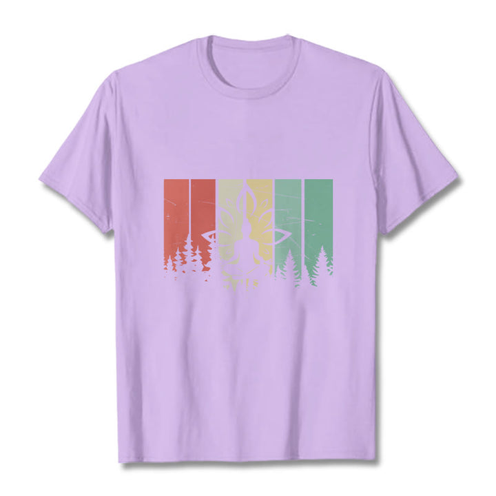 Buddha Stones Buddha Statue Meditating In Lotus Position Shadow Pattern Cotton Tee T-shirt - Plum - 2XL - image 17