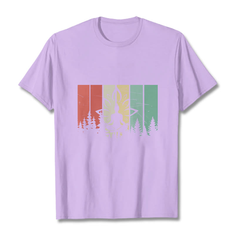 Buddha Stones Buddha Statue Meditating In Lotus Position Shadow Pattern Cotton Tee T-shirt - Plum - 2XL - image 16