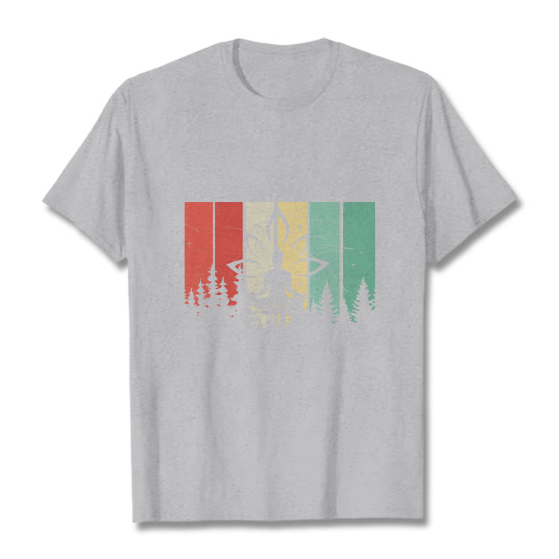 Buddha Stones Buddha Statue Meditating In Lotus Position Shadow Pattern Cotton Tee T-shirt - LightGrey - 2XL - image 20