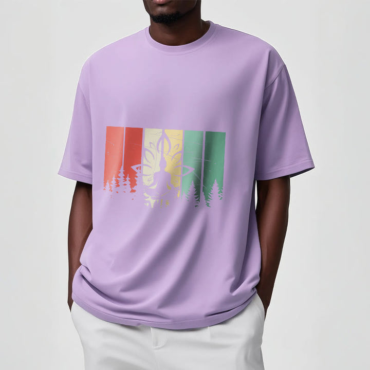 Buddha Stones Buddha Statue Meditating In Lotus Position Shadow Pattern Cotton Tee T-shirt - image 17