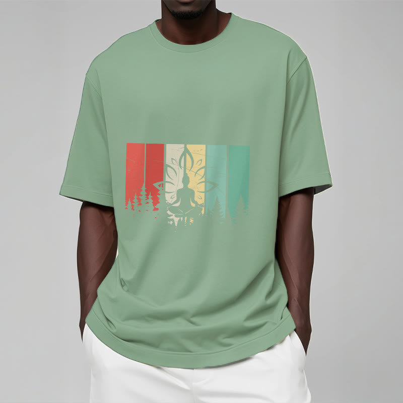 Buddha Stones Buddha Statue Meditating In Lotus Position Shadow Pattern Cotton Tee T-shirt - image 16