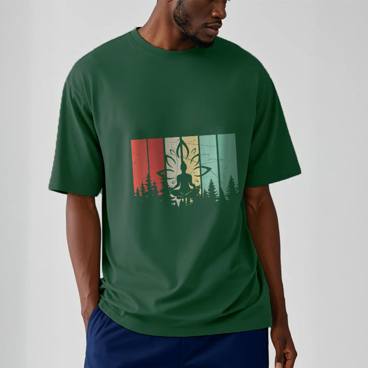 Buddha Stones Buddha Statue Meditating In Lotus Position Shadow Pattern Cotton Tee T-shirt - image 12