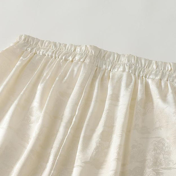 Buddha Stones Spring Casual Jacquard Solid Color Women's Cotton Linen Wide Leg Pants With Pockets - image 4