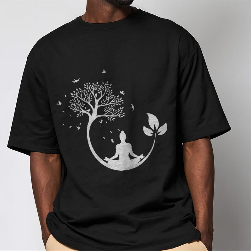 Buddha Stones Buddha Meditating In A Tree Pattern Cotton Tee T-shirt - image 8
