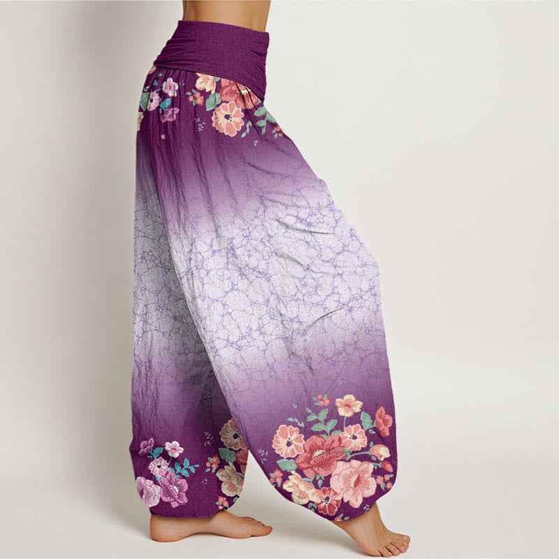 Buddha Stones Casual Floral Leafy Branch Flowing Vines Pattern Women's Elastic Waist Harem Pants - image 2
