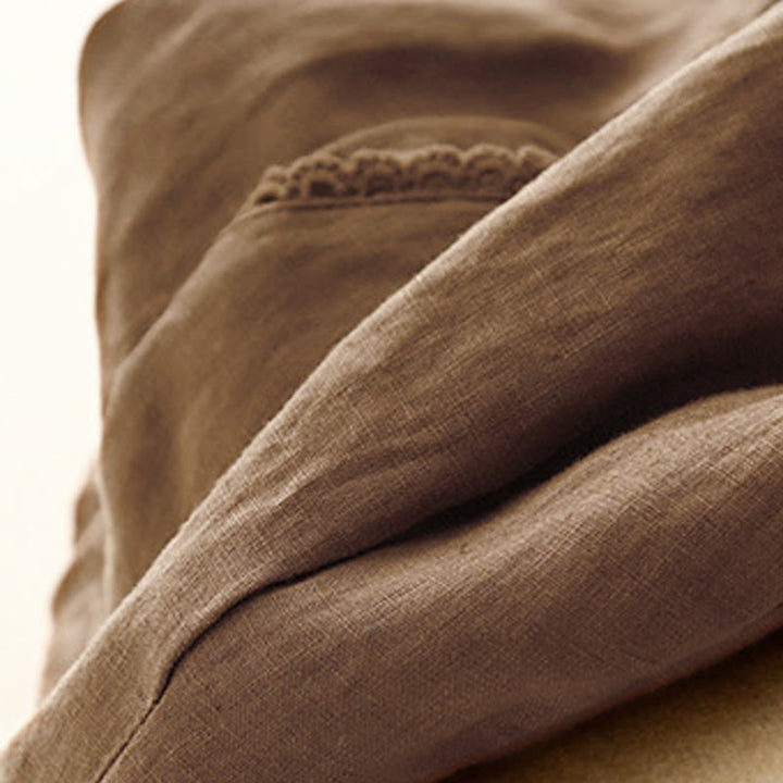 Buddha Stones Summer Frog-Button Lace High Waist Women's Cotton Linen Pants With Pockets - image 16