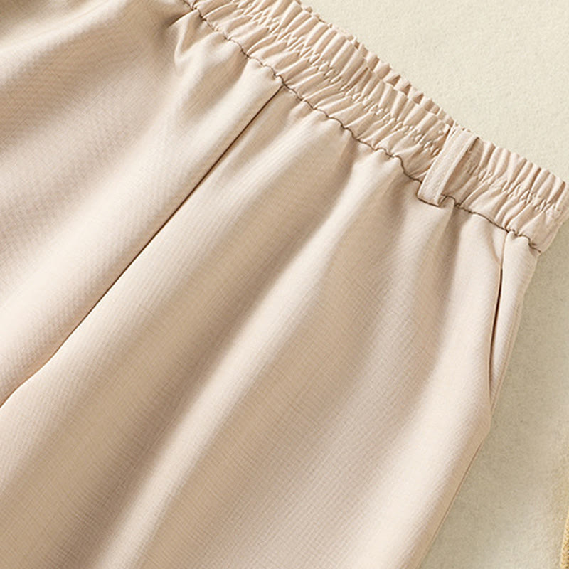 Buddha Stones Vintage Elastic Waistband Design Drawstring Women's Cotton Pants With Pockets - image 2