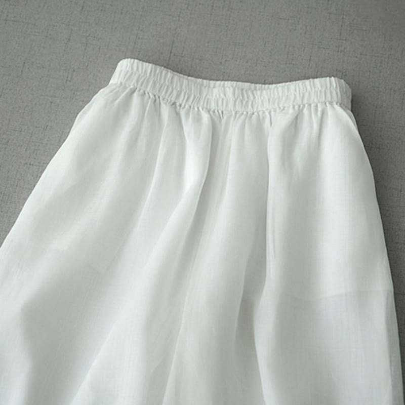 Buddha Stones Casual Plain Ramie Slit 7-8 Length Women's Wide Leg Pants With Pockets - image 12