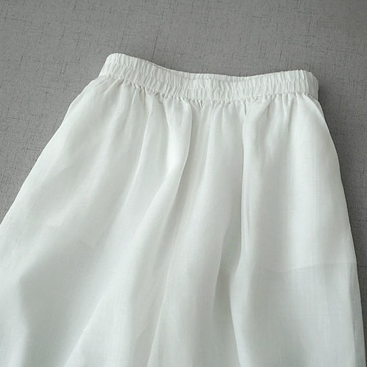 Buddha Stones Casual Plain Ramie Slit 7-8 Length Women's Wide Leg Pants With Pockets - image 12