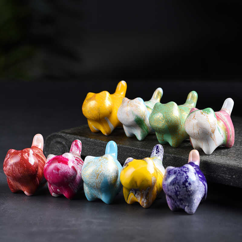 Buddha Stones Mini Lovely Cat Ebony Wood Lacquer Craft Peace Decoration - image 17