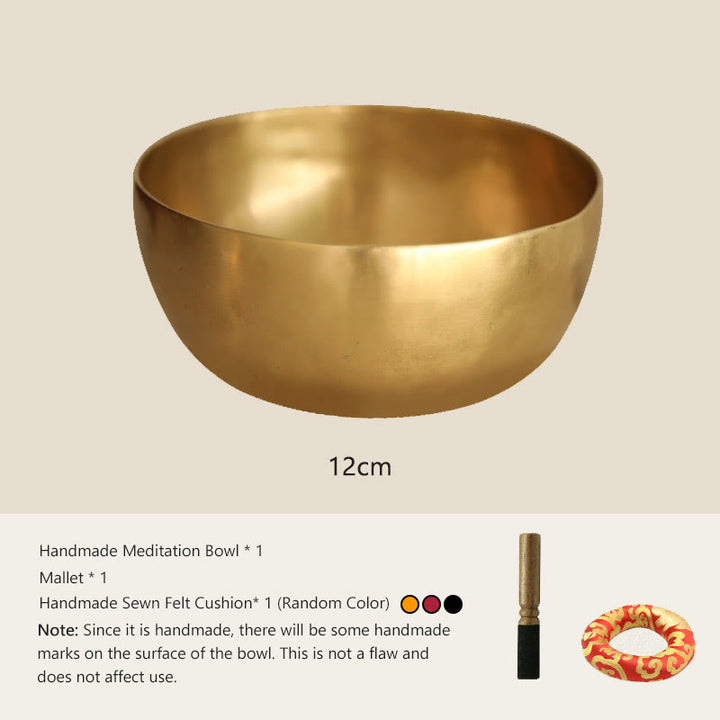 Buddha Stones Handmade Nepal Golden Singing Bowl Simple Design for Healing and Meditation Sound Bowl Set - 4.72 IN (12 CM) - image 3