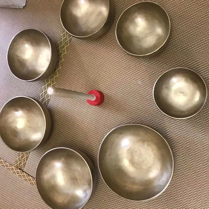 Buddha Stones Handmade Nepal Golden Singing Bowl Simple Design for Healing and Meditation Sound Bowl Set - image 23