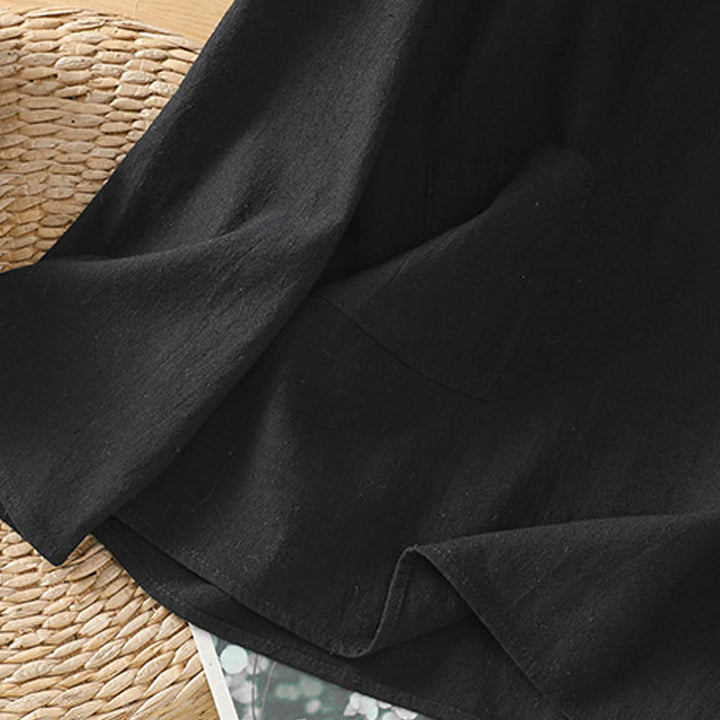 Buddha Stones Summer Casual Pure Color Half Button Simple Design Women's Cotton Linen Half Sleeve Shirt With Pocket - image 18