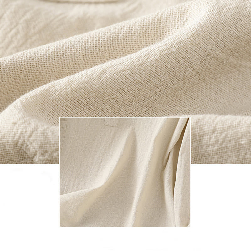 Buddha Stones Summer Casual Pure Color Half Button Simple Design Women's Cotton Linen Half Sleeve Shirt With Pocket - image 5