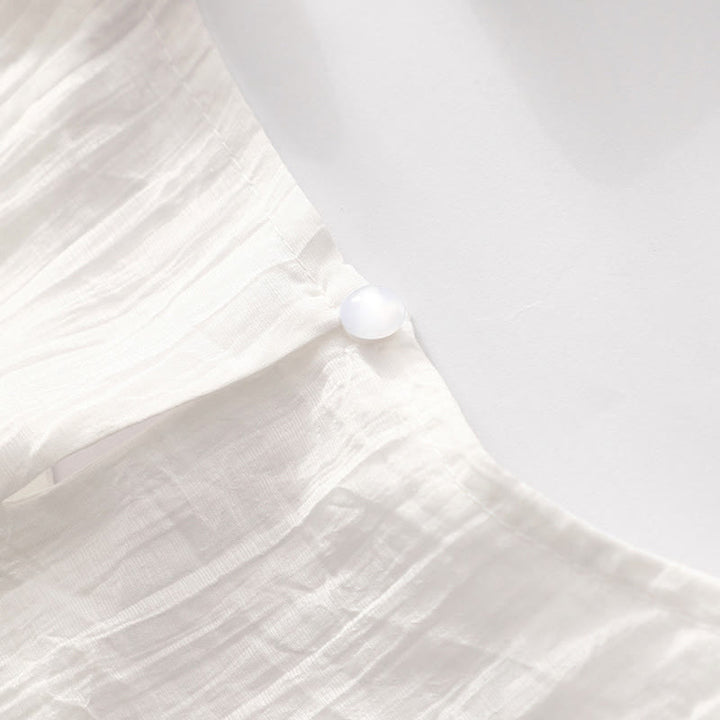 Buddha Stones Summer Casual Plain Embroidery Double Layer Short Sleeve Cotton Linen Midi Dress - image 25