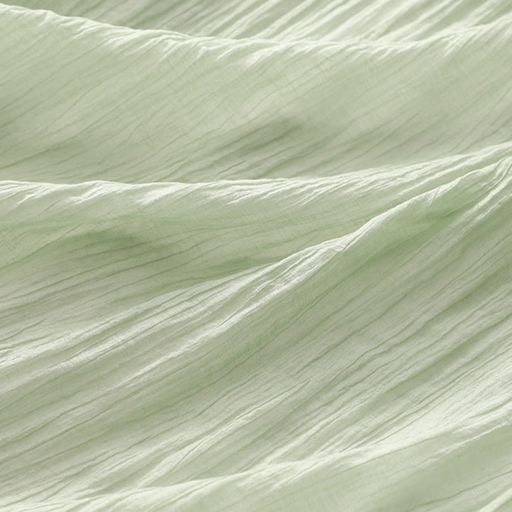 Buddha Stones Summer Casual Plain Embroidery Double Layer Short Sleeve Cotton Linen Midi Dress - image 5