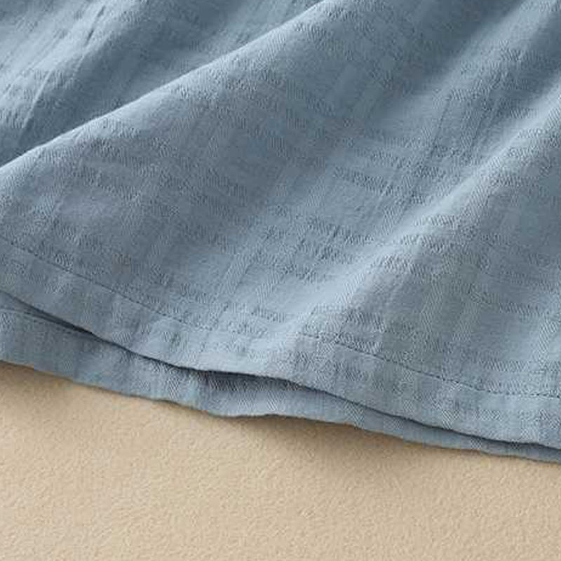 Buddha Stones Retro Solid Color Drawstring Frog-Button Design Long Sleeve Cotton Linen Midi Dress With Pockets - image 5