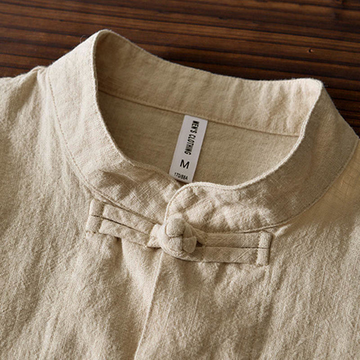 Buddha Stones Frog-Button Chinese Tang Suit Cotton Linen Men Jacket Shirt With Pockets - image 24